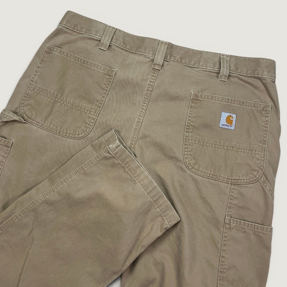 Carhartt Men 40x30 (40x29) Relaxed Fit Carpenter Pants Brown B324 Canvas Utility